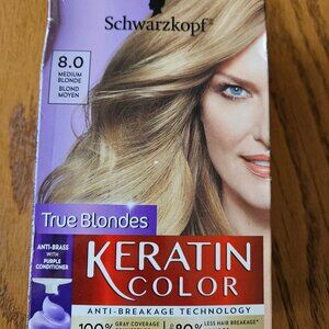 NEW Schwarzkopf True Blondes Keratin Color 8.0 Medium Blonde Permanent Hair Dye